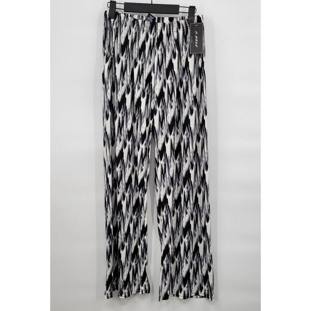 C-Mode Zebra Flared Pants Y2K Pull On Ankle Stretch Hi-Rise Large Womens NWT